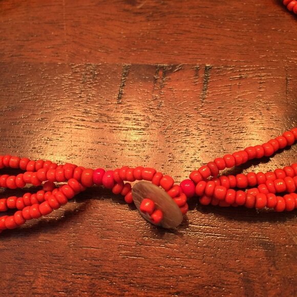Coral Color Statement Necklace - Picture 4 of 6